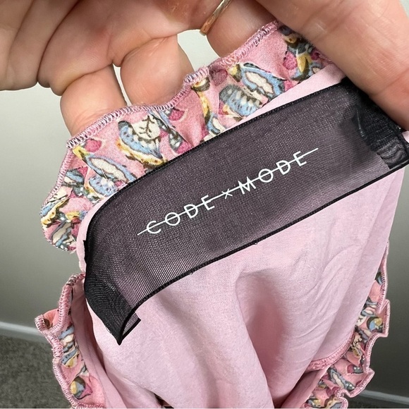 Code X MODE long sleeve pleated chiffon mini dress Sz M - Picture 4 of 10